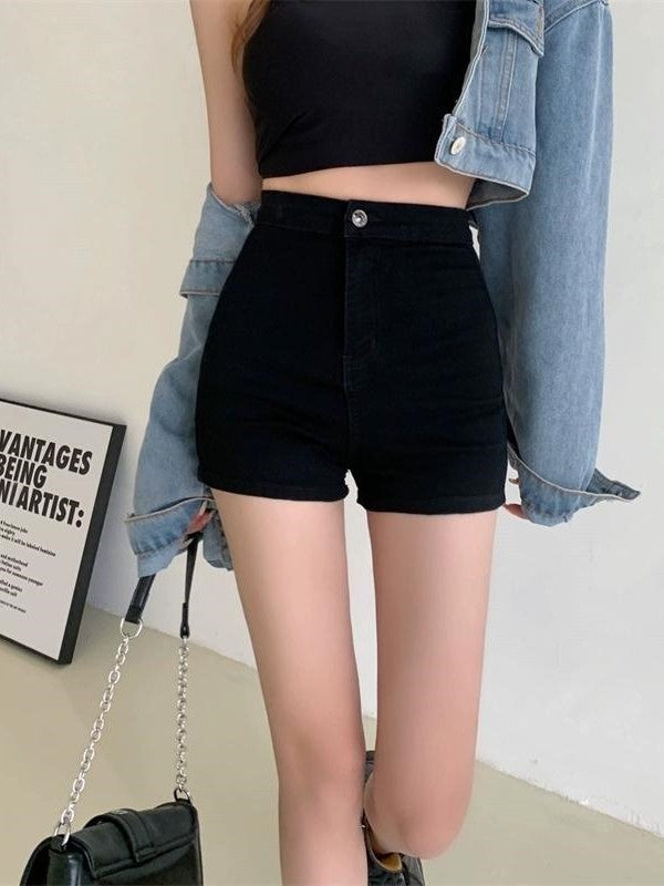 DENIM JACKET AND HIGH-WAISTED DENIM SHORTS CASUAL SET