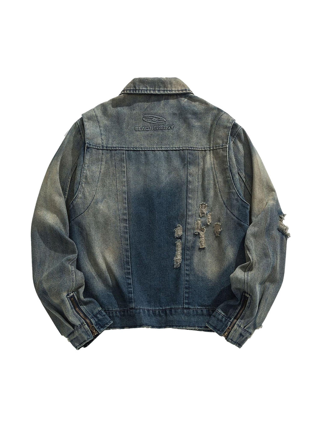 DENIM JACKET WITH RIPPED COLLAR - LONG SLEEVE DENIM LONG SLEEVE