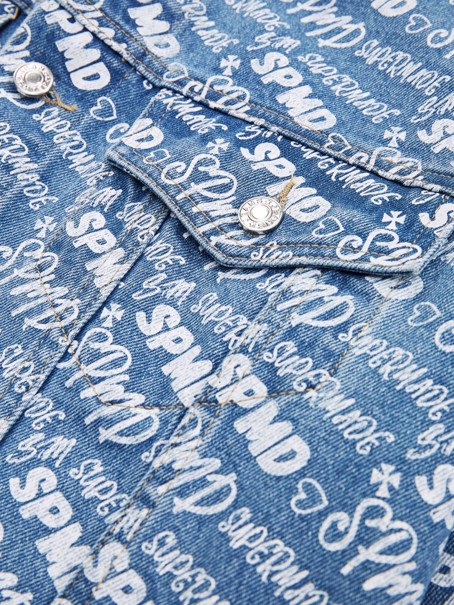 DENIM OUTFIT SET FOR MEN WITH LONG SLEEVE AND LAPEL COLLAR, LOOSE FIT