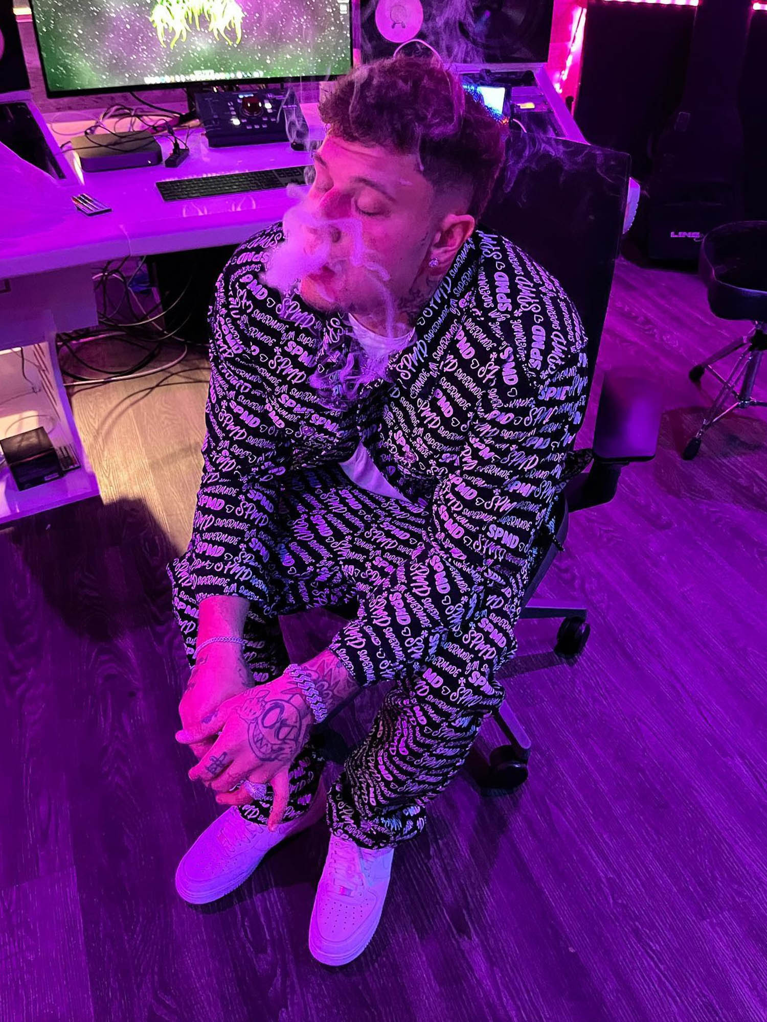 DENIM OUTFIT SET FOR MEN WITH LONG SLEEVE AND LAPEL COLLAR, LOOSE FIT