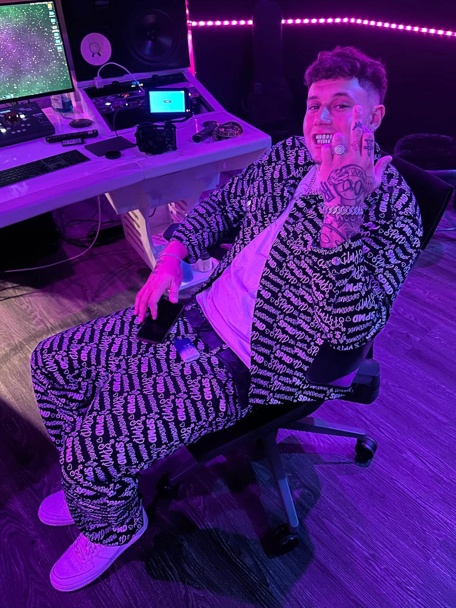 DENIM OUTFIT SET FOR MEN WITH LONG SLEEVE AND LAPEL COLLAR, LOOSE FIT