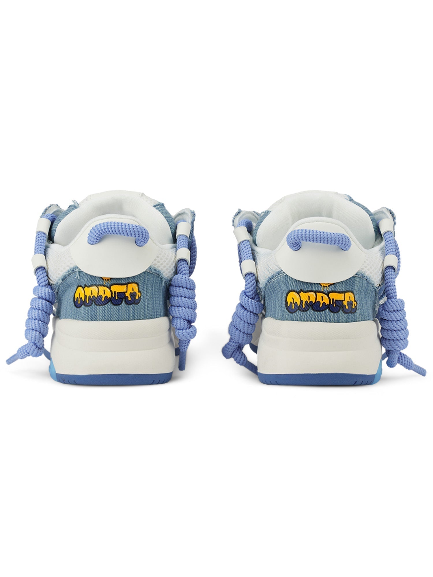 DENIM ROUND TOE HIGH SNEAKERS WITH WHITE ACCENTS