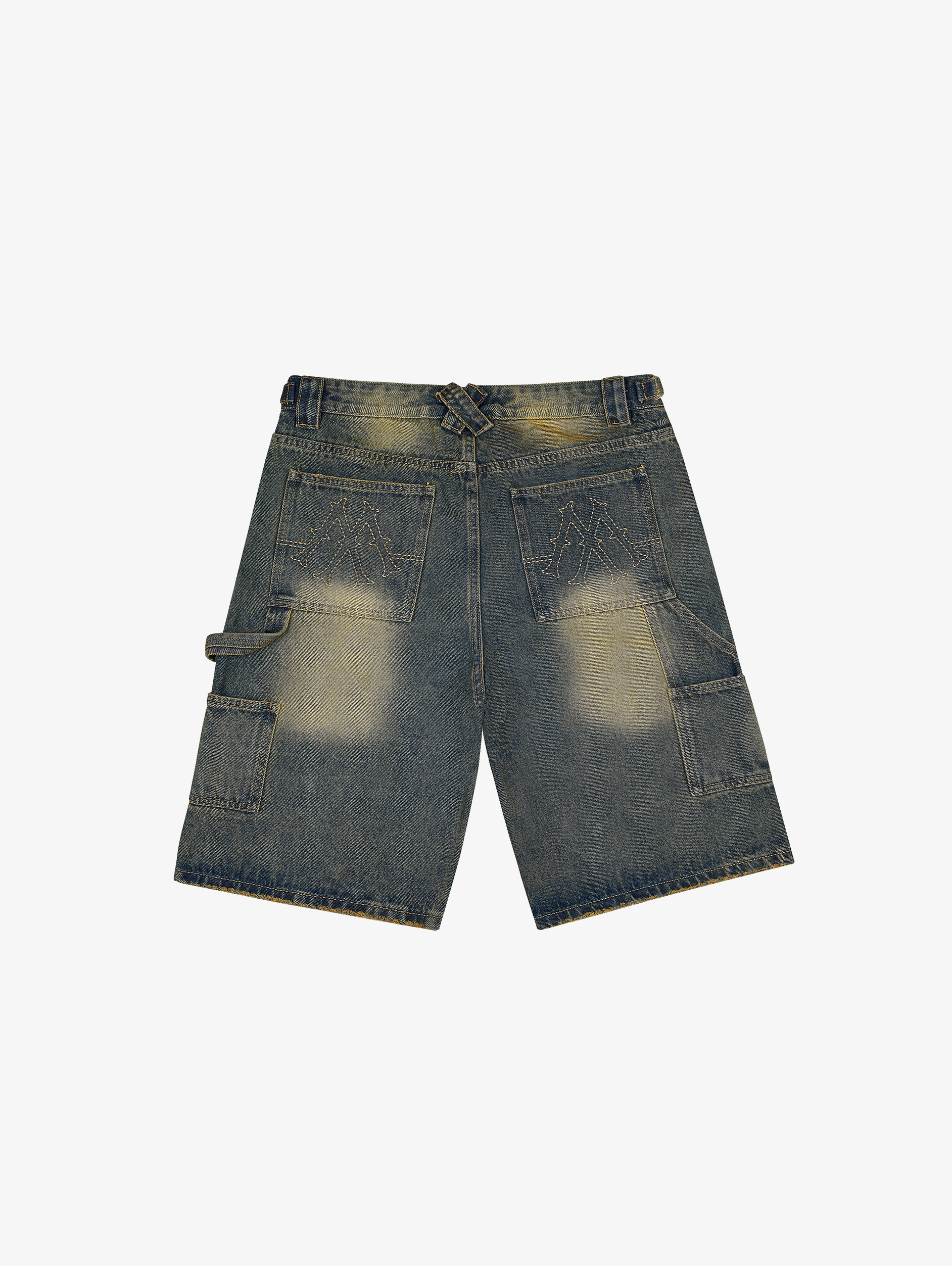 DENIM SHORTS FADED BLUE WASH DARK BLUE WASHED STYLE