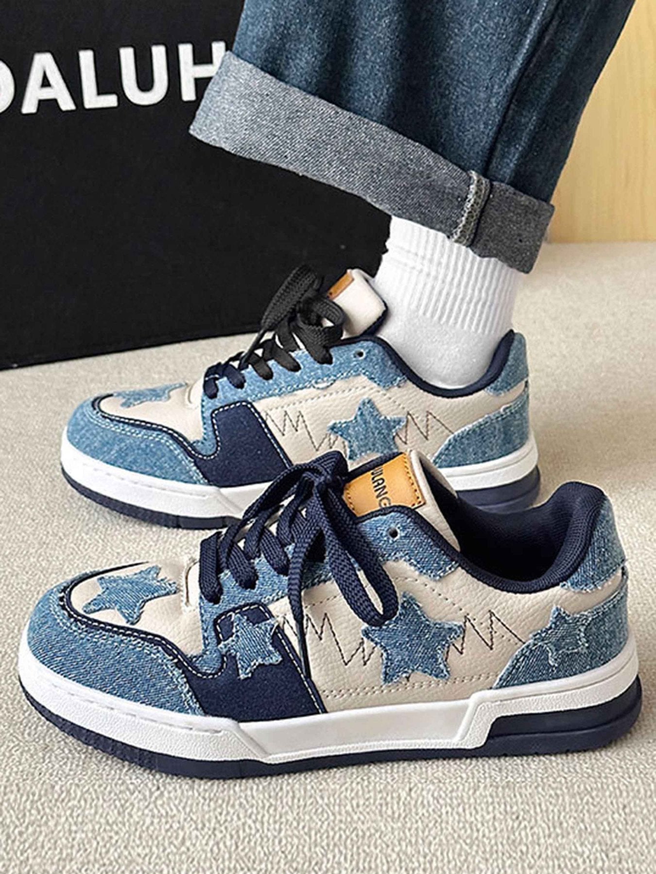 DENIM STAR SNEAKERS ROUND TOE SHOES SP2308185BV1