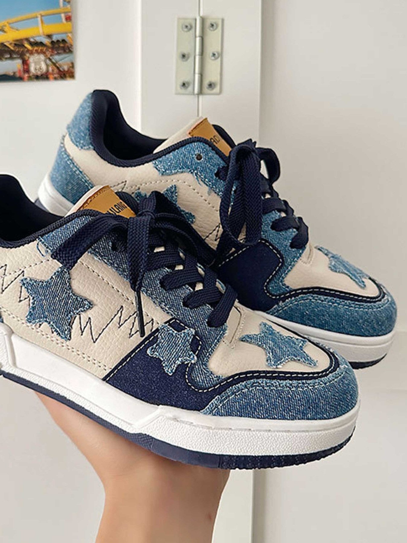 DENIM STAR SNEAKERS ROUND TOE SHOES SP2308185BV1