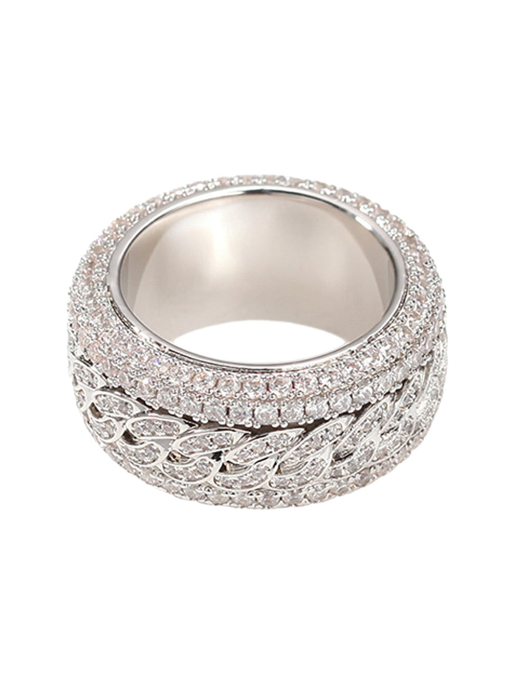 DIAMOND-STUDDED SPINNABLE LINK RING WITH SPARKLING ACCENTS