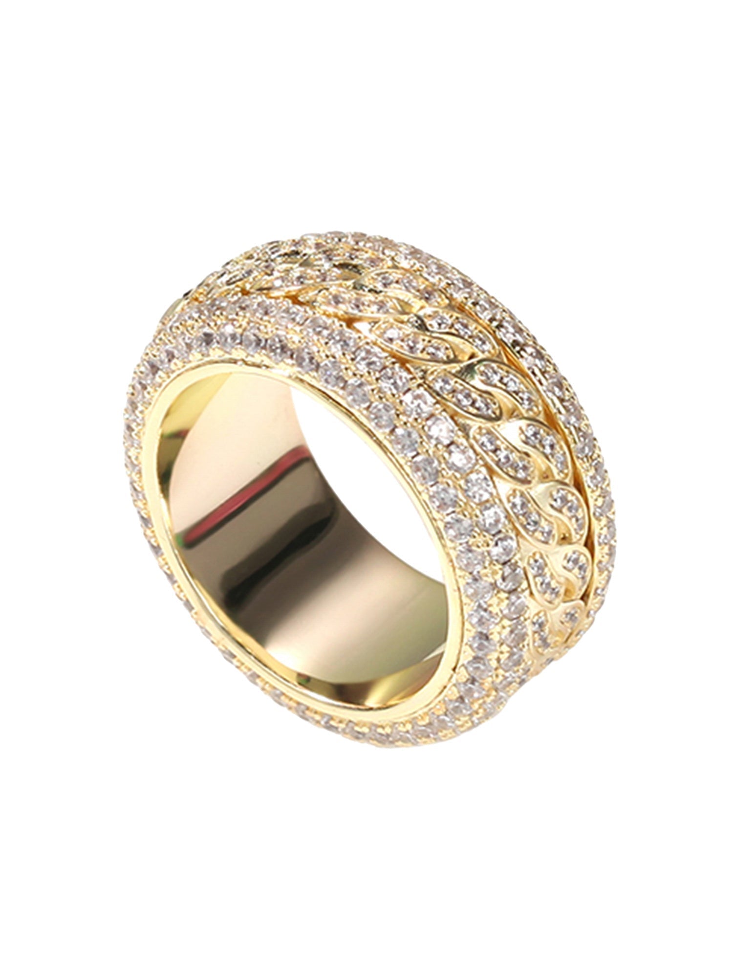 DIAMOND-STUDDED SPINNABLE LINK RING WITH SPARKLING ACCENTS
