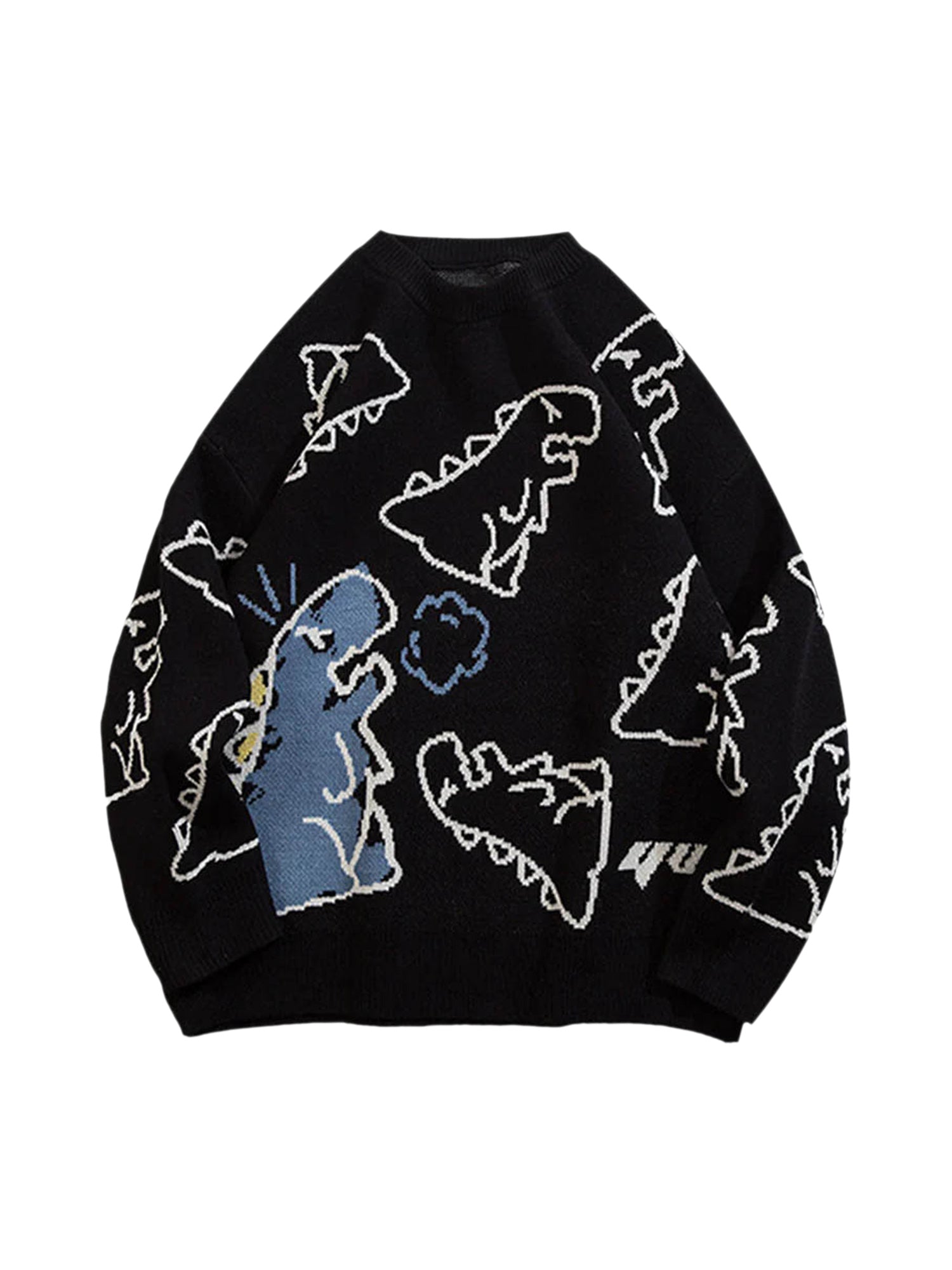 DINOSAUR-PRINTED SWEATER WITH LONG SLEEVES AND CARTOON DINOSAUR DESIGN