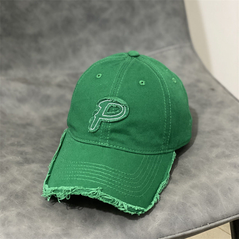 DISTRESSED BASEBALL CAP WITH LETTER P - STYLISCHE BASEBALL CAP