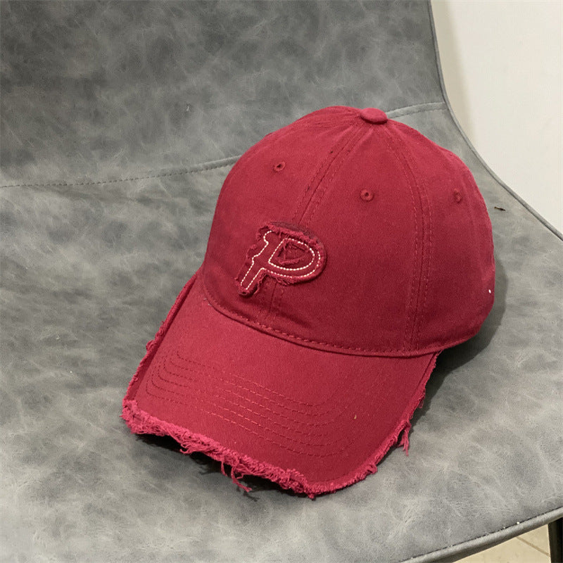 DISTRESSED BASEBALL CAP WITH LETTER P - STYLISCHE BASEBALL CAP