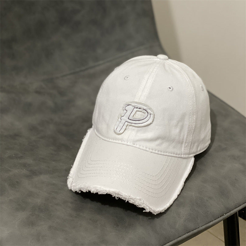 DISTRESSED BASEBALL CAP WITH LETTER P - STYLISCHE BASEBALL CAP