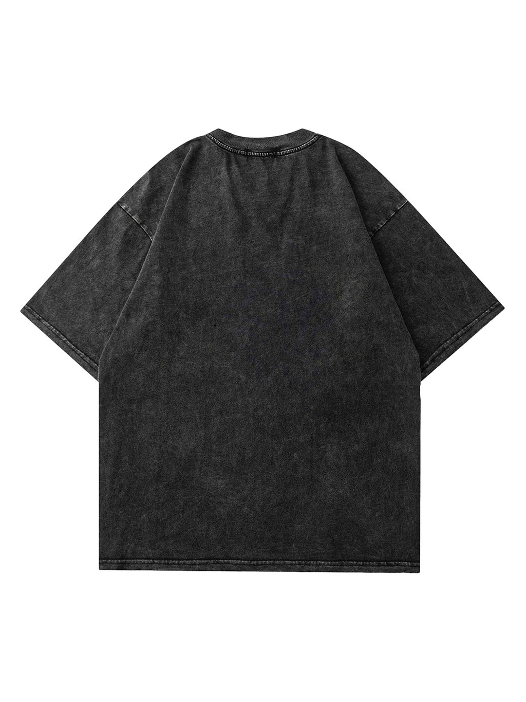 DISTRESSED BLACK GRAPHIC T-SHIRT TRENDY CASUAL COTTON BLEND