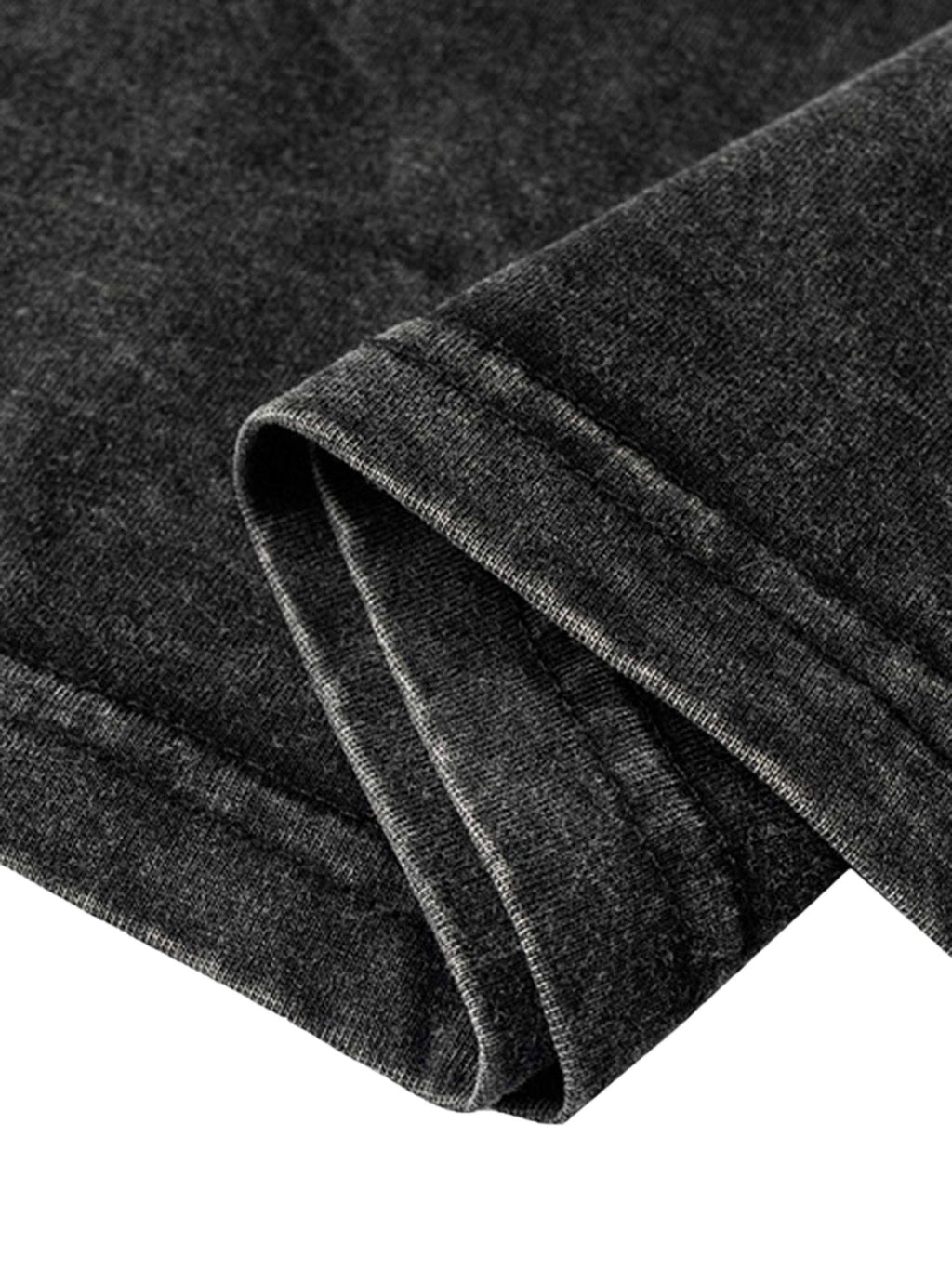 DISTRESSED BLACK GRAPHIC T-SHIRT TRENDY CASUAL COTTON BLEND