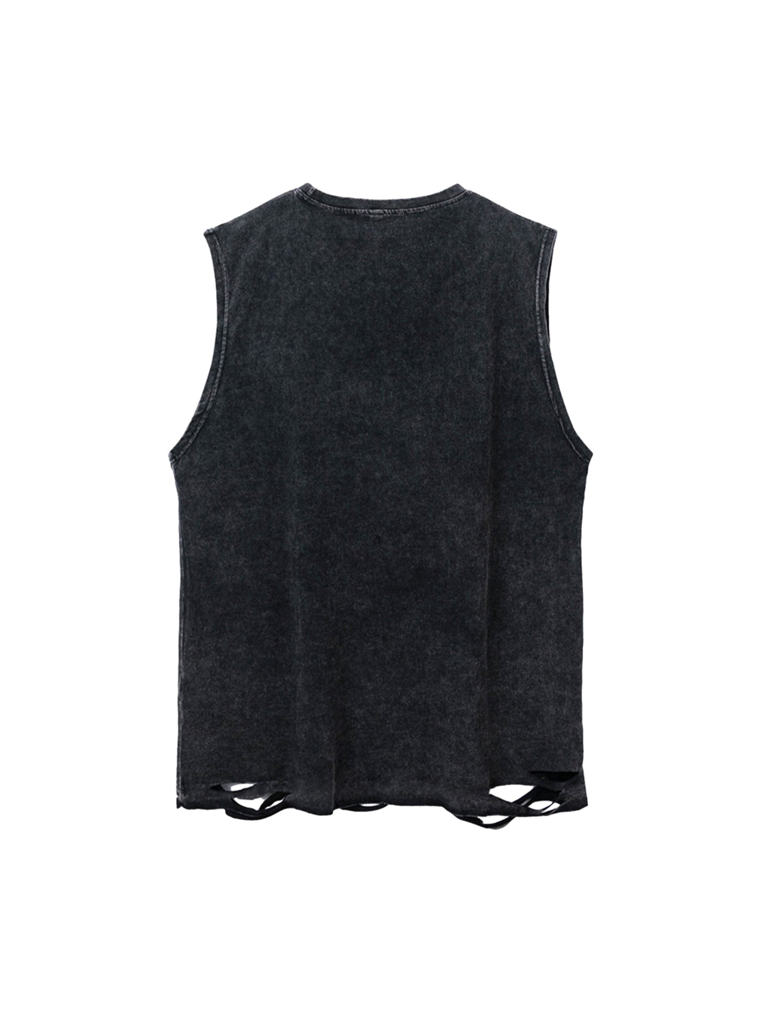 DISTRESSED BLACK GRAPHIC TANK TOP TRENDY SHORT SLEEVE ROUND COLLAR