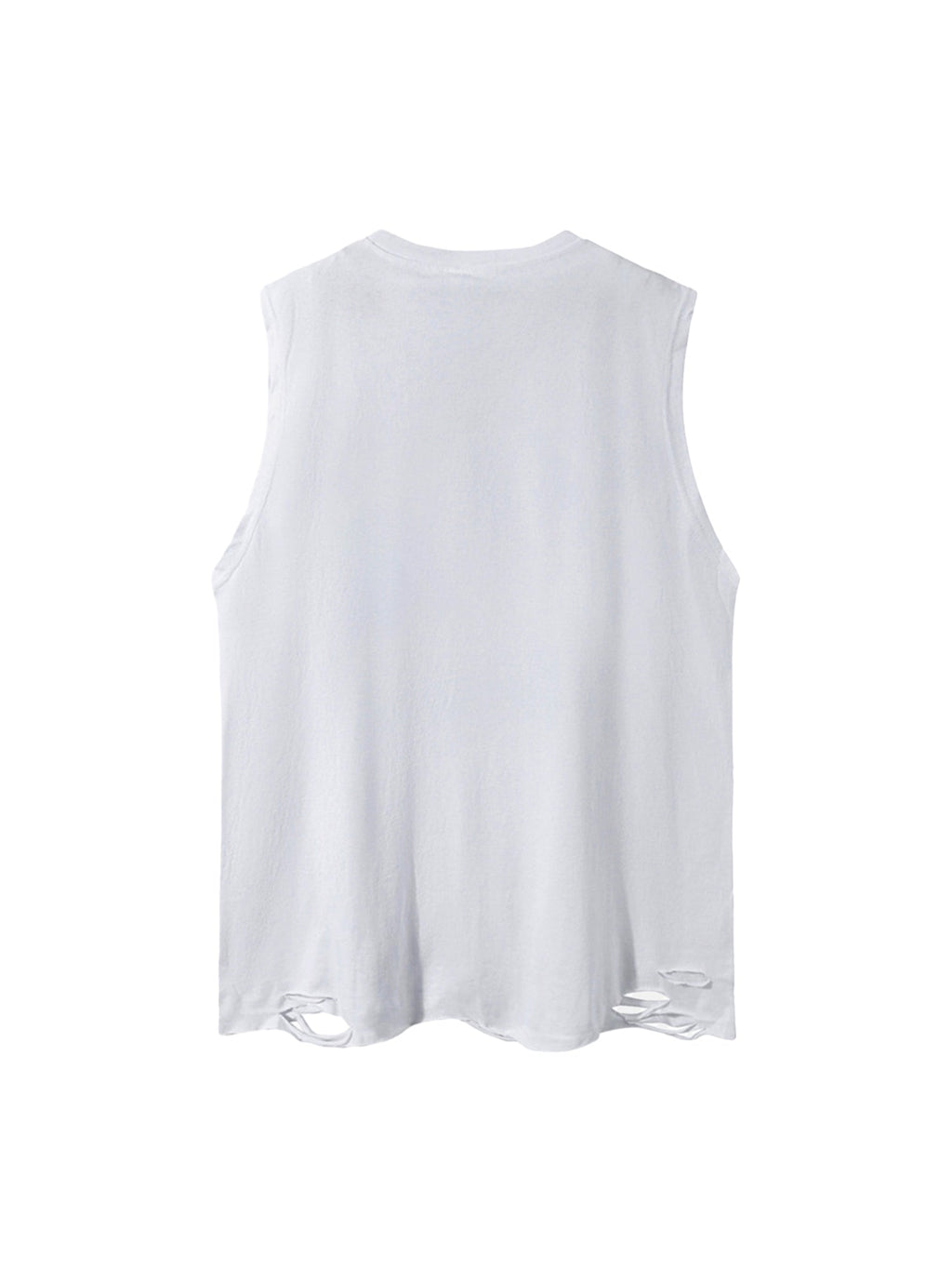 DISTRESSED BLACK GRAPHIC TANK TOP WITH CARTOON PRINT SLEEVELESS DESIGN