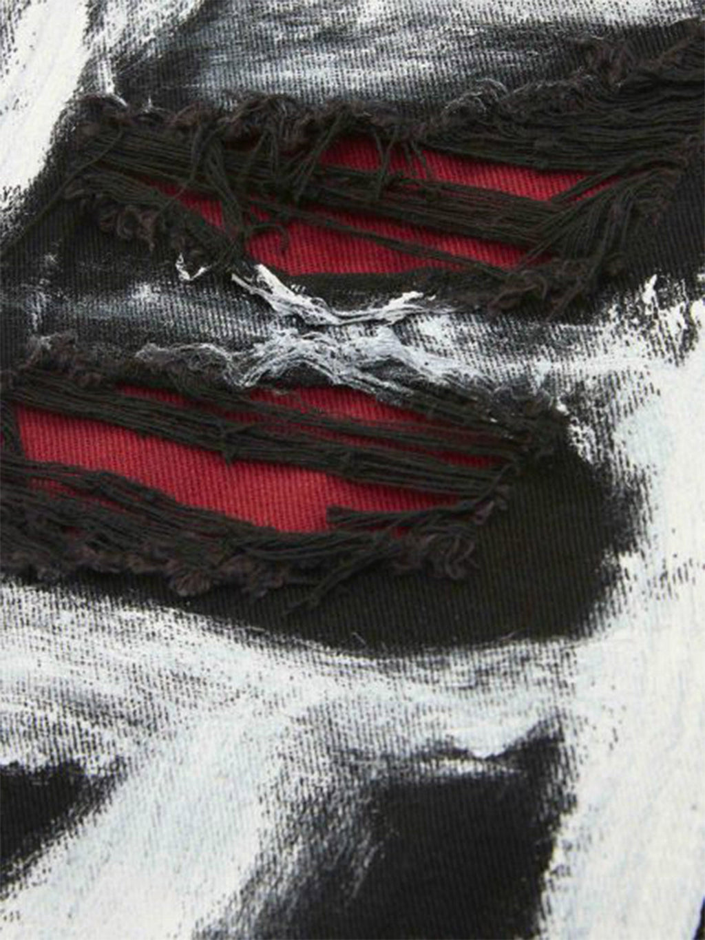 DISTRESSED BLACK JEANS WITH WHITE PAINT TRENDY MID WAIST STRAIGHT LEG