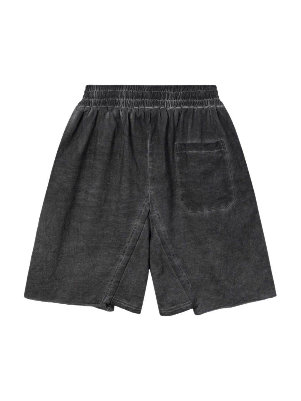 DISTRESSED BLACK SHORTS WITH GRAPHIC - TRENDY MID WAIST DESIGN