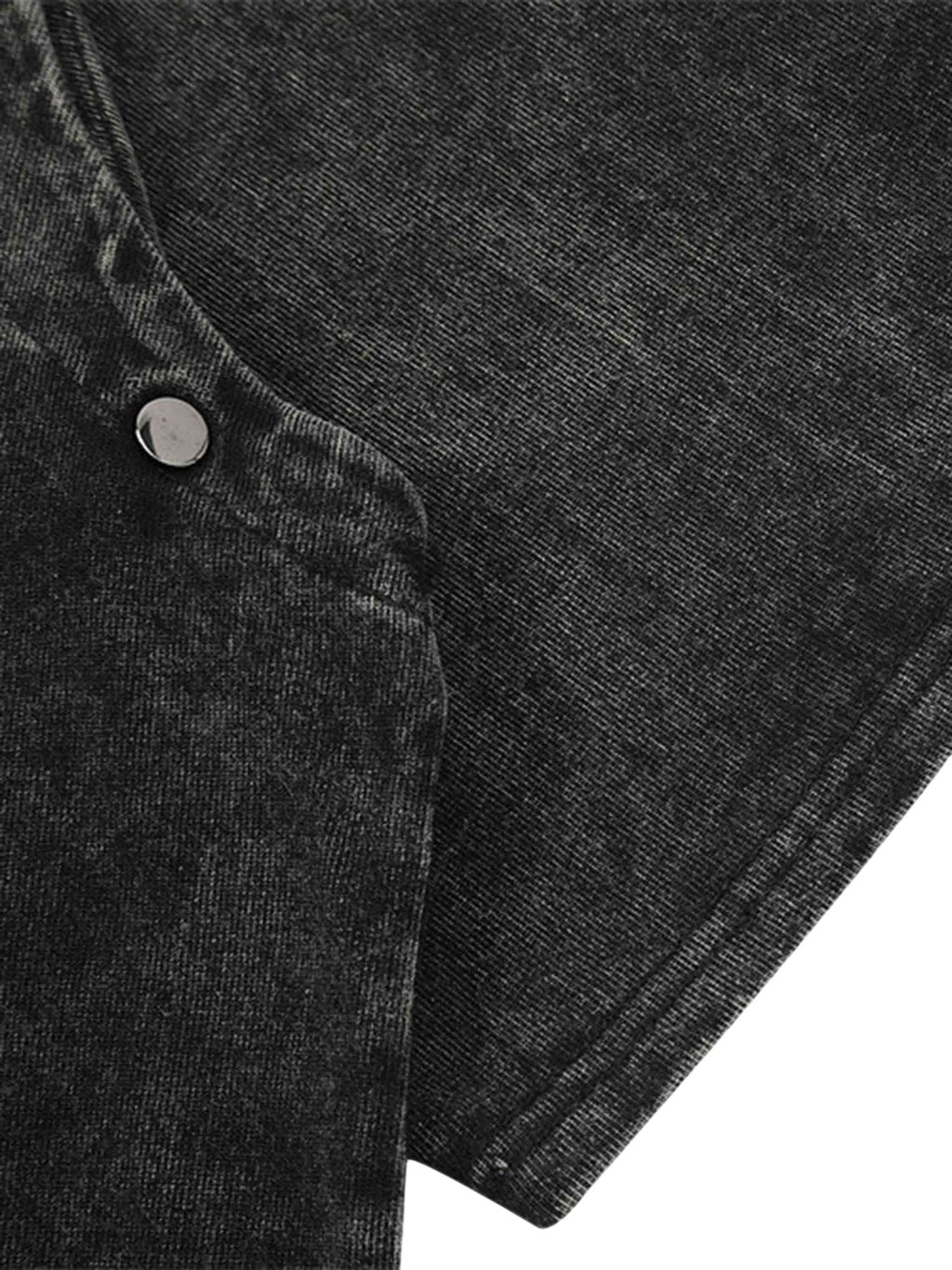 DISTRESSED BLACK T-SHIRT WITH METALLIC GRAPHIC - PUNK PERSONALITY DESIGN