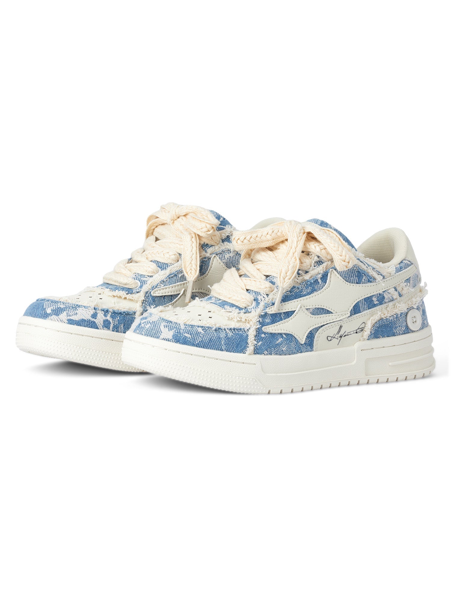 DISTRESSED BLUE AND WHITE SNEAKERS CASUAL FOOTWEAR FOR EVERYDAY