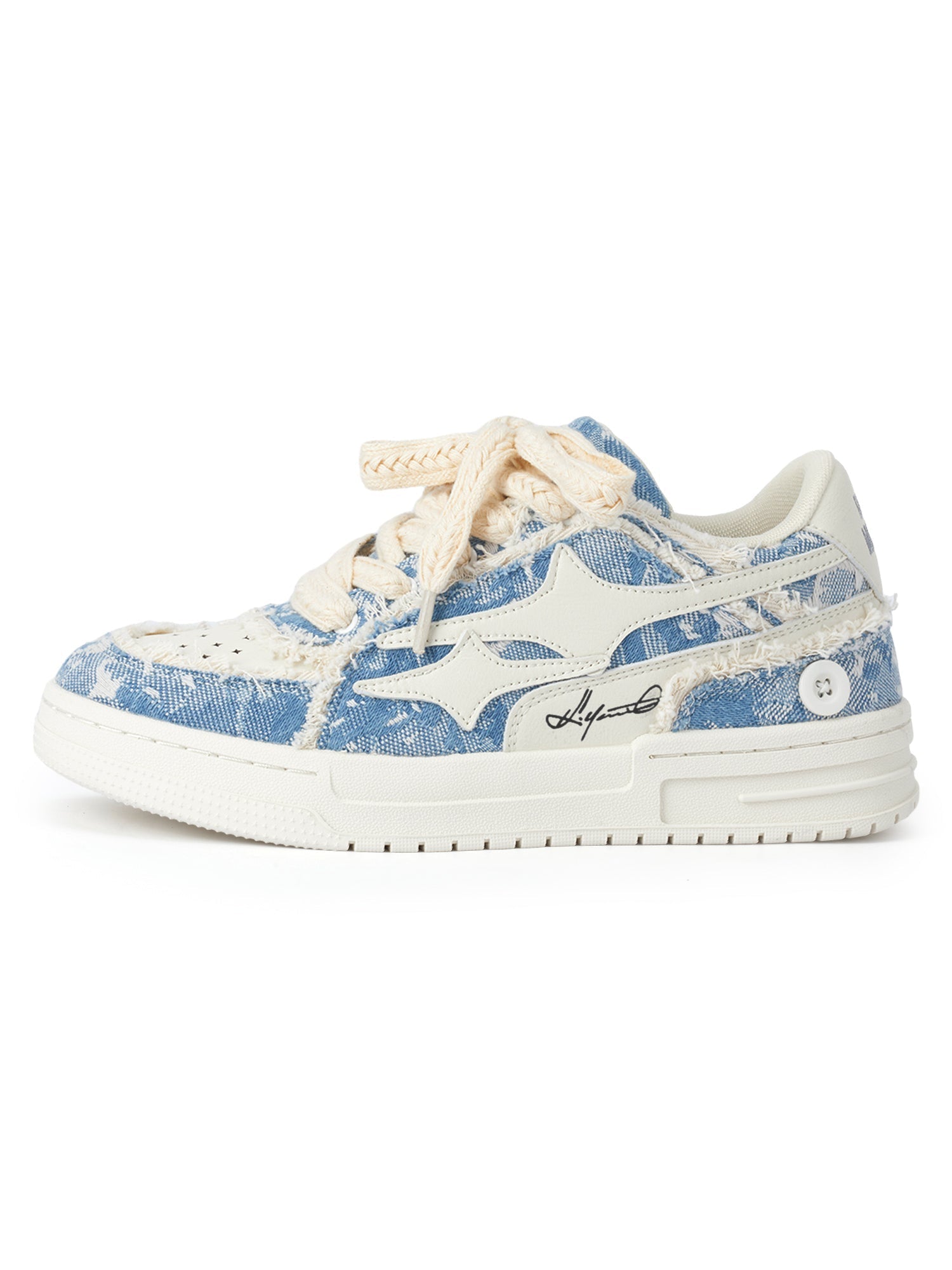 DISTRESSED BLUE AND WHITE SNEAKERS CASUAL FOOTWEAR FOR EVERYDAY