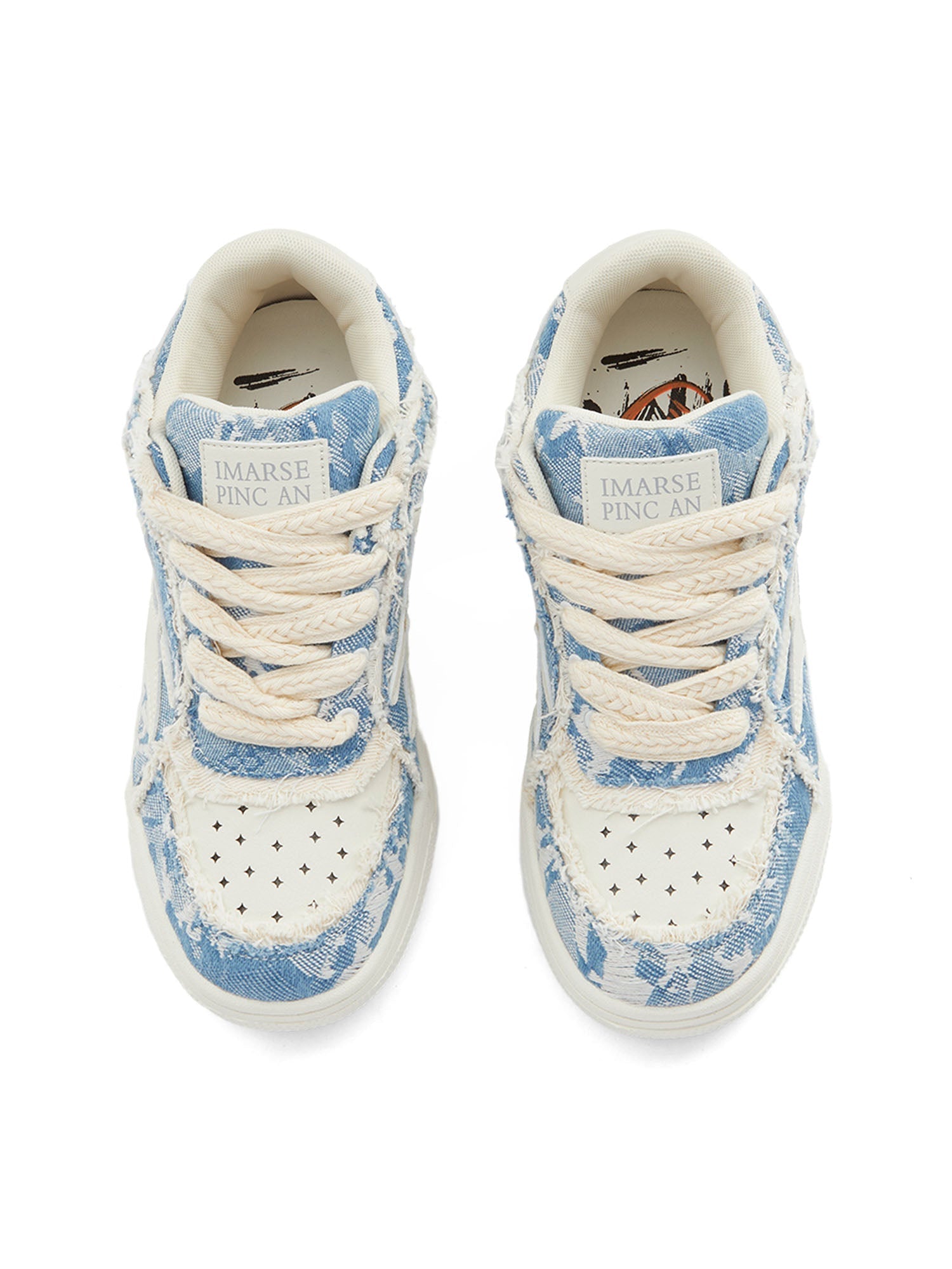 DISTRESSED BLUE AND WHITE SNEAKERS CASUAL FOOTWEAR FOR EVERYDAY