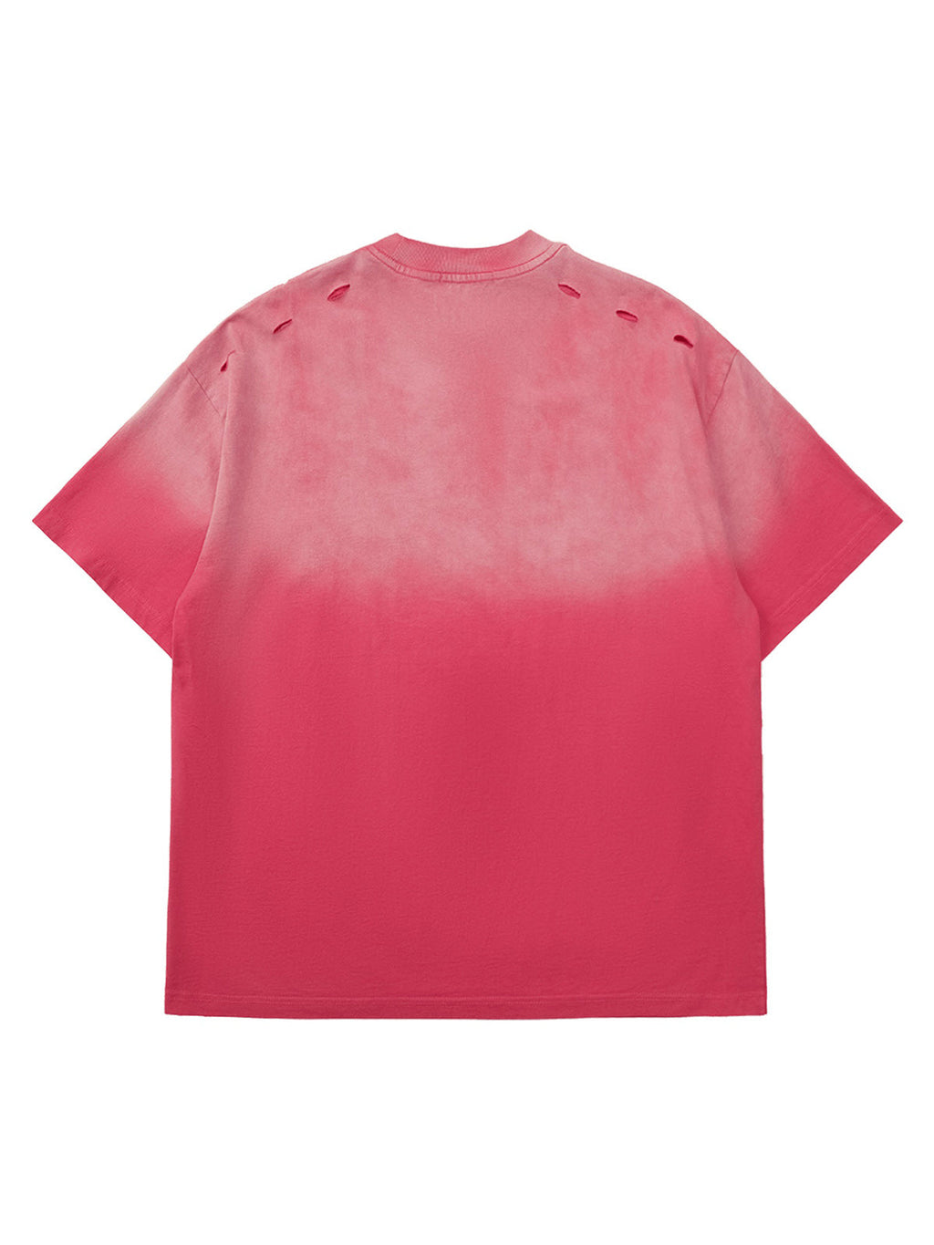 DISTRESSED BLUE T-SHIRT WITH LOOSE FIT SHORT SLEEVE AND ROUND COLLAR