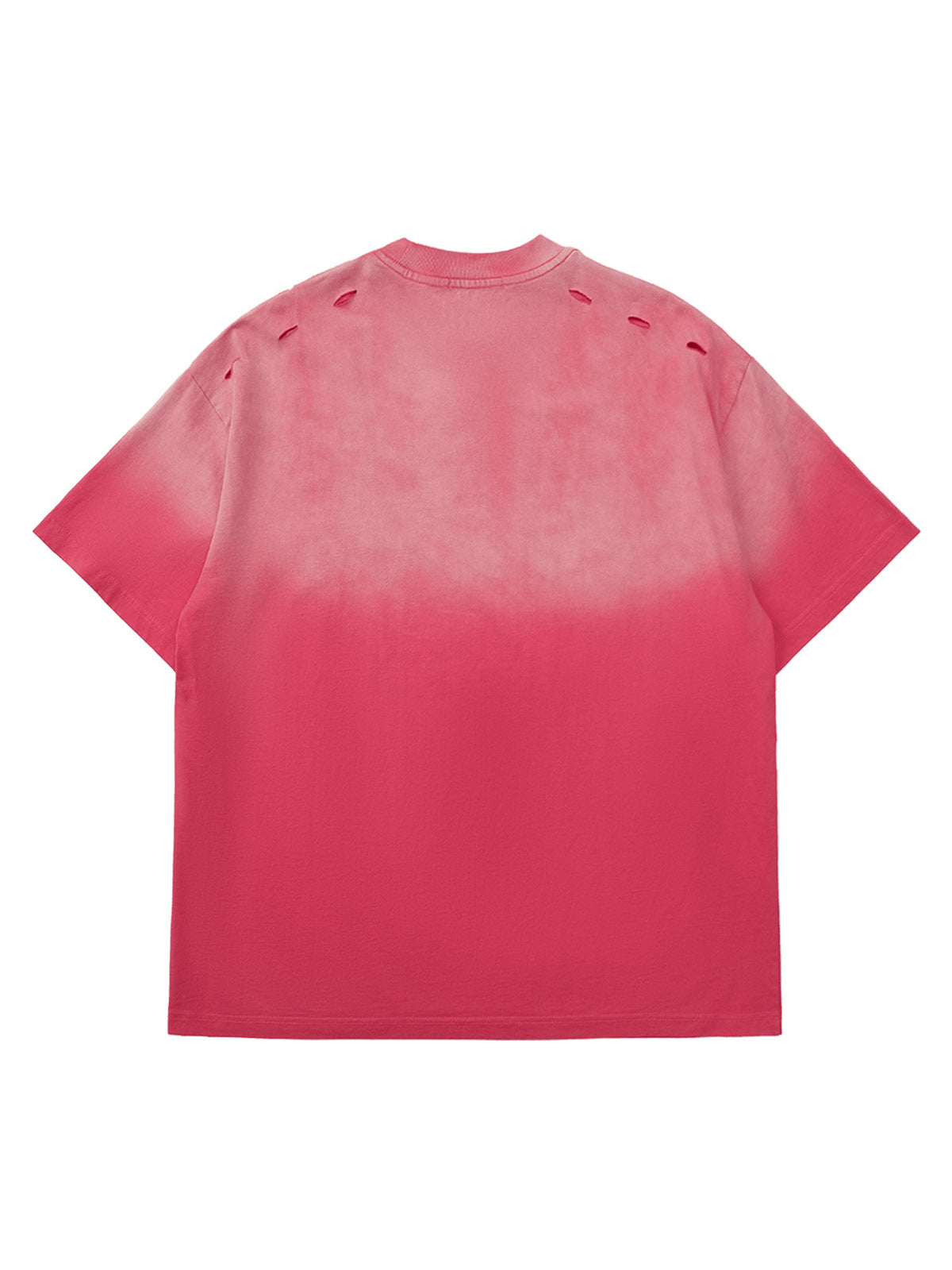 DISTRESSED BLUE T-SHIRT WITH LOOSE FIT SHORT SLEEVE AND ROUND COLLAR