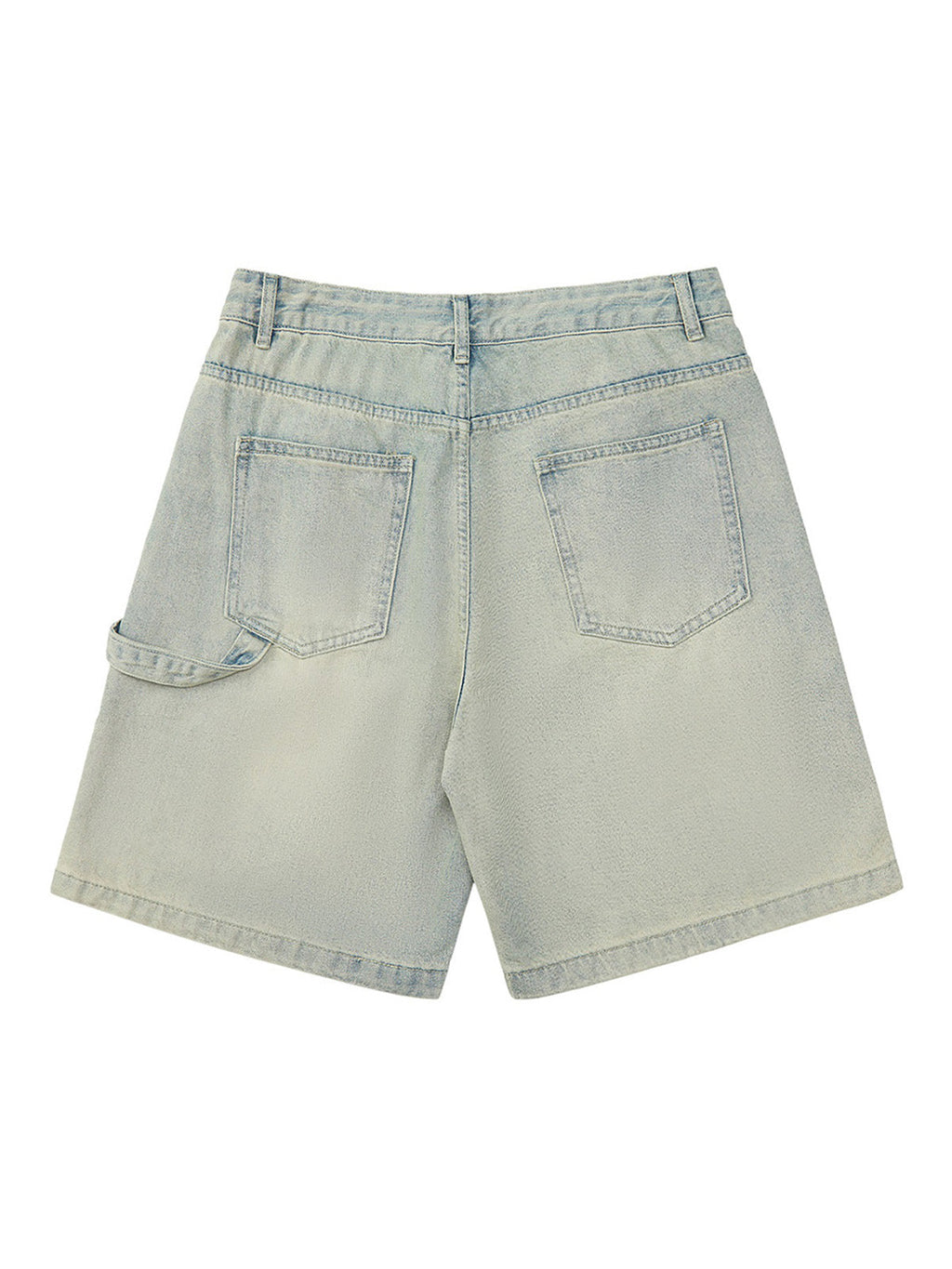 DISTRESSED DENIM CARPENTER SHORTS MID WAIST DENIM STYLE