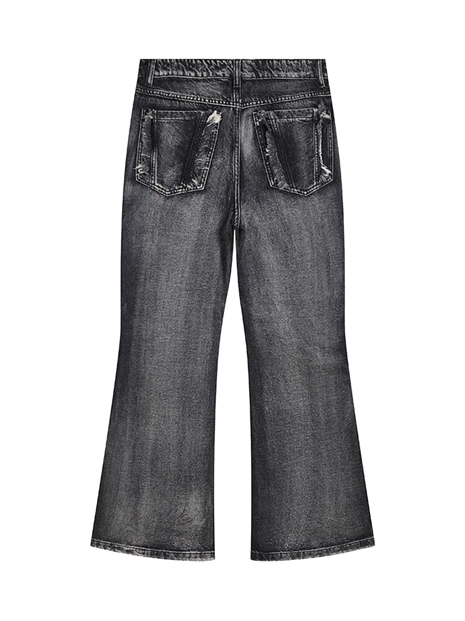 DISTRESSED DENIM JEANS WITH RETRO WASHED DISTRESSED FINISH
