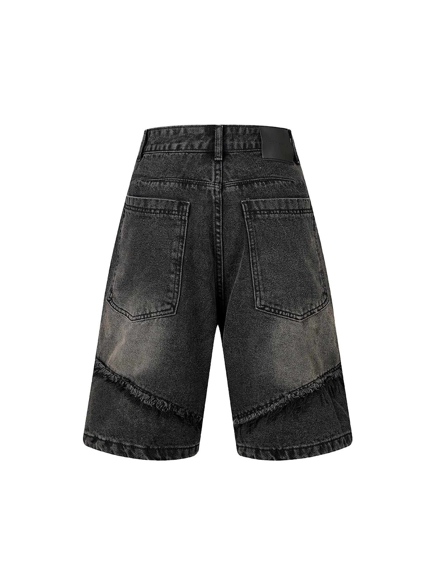 DISTRESSED DENIM PATCHWORK SHORTS - MID WAIST DENIM DESIGN