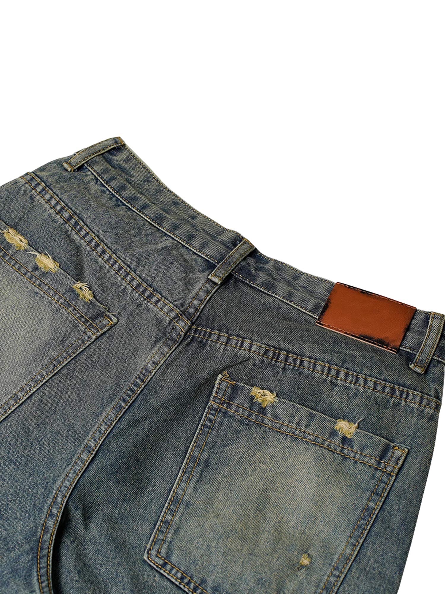 DISTRESSED DENIM SHORTS MID WAIST DENIM CASUAL STYLE