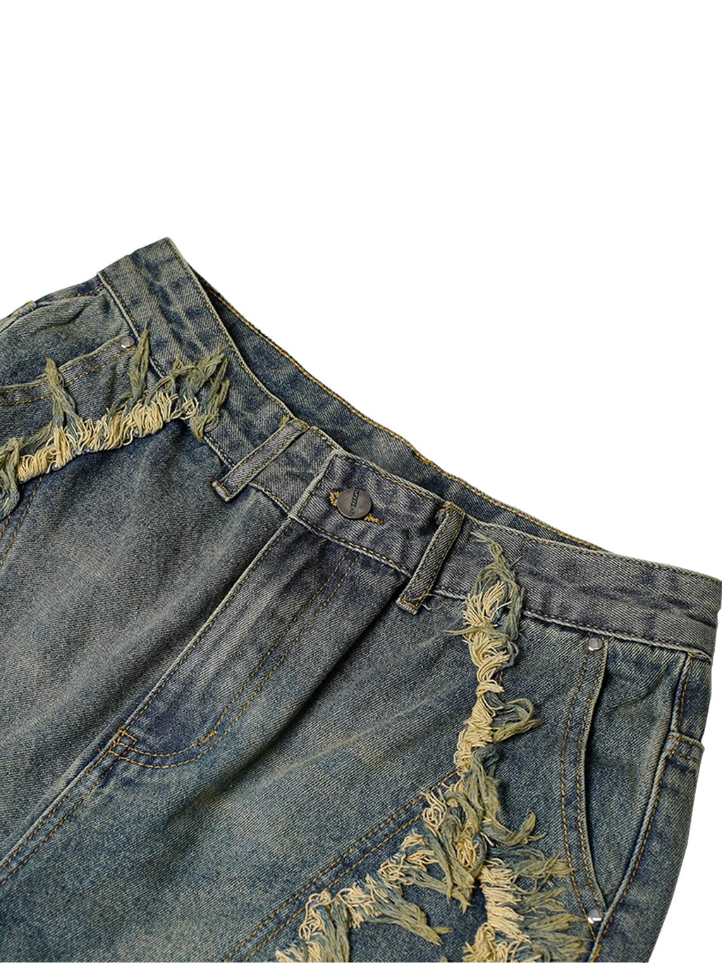 DISTRESSED DENIM SHORTS MID WAIST DENIM CASUAL STYLE