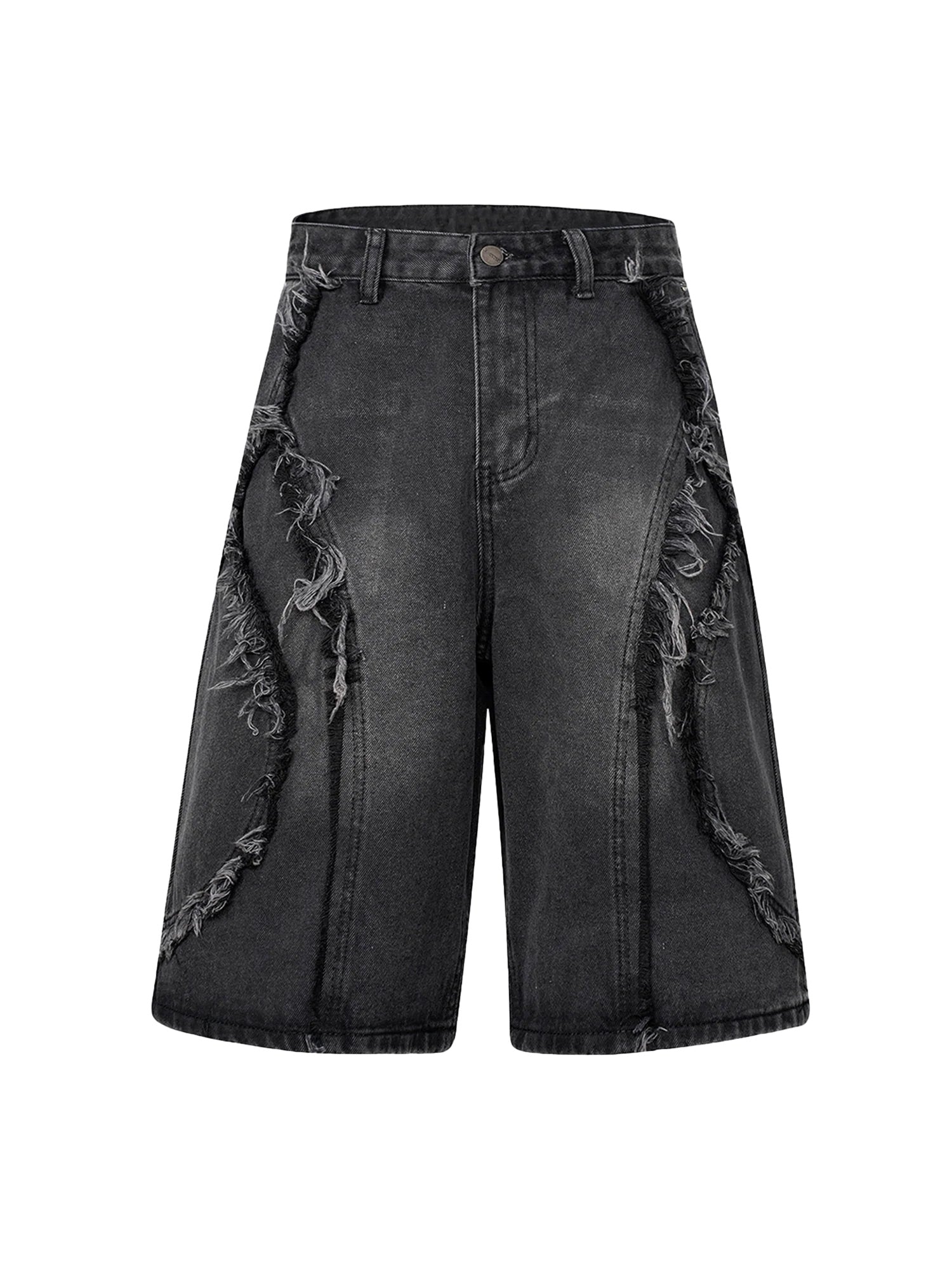 DISTRESSED DENIM SHORTS MID WAIST DENIM CASUAL STYLE