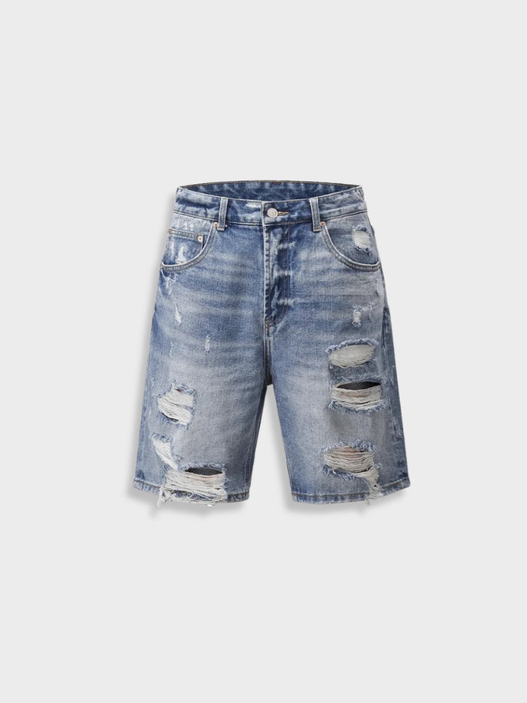 DISTRESSED DENIM SHORTS RIPPED DENIM STYLE FOR CASUAL WEAR