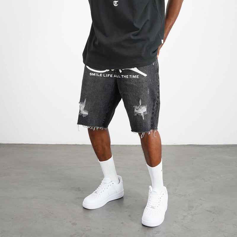 DISTRESSED DENIM SHORTS STREET KURZE BAGGY