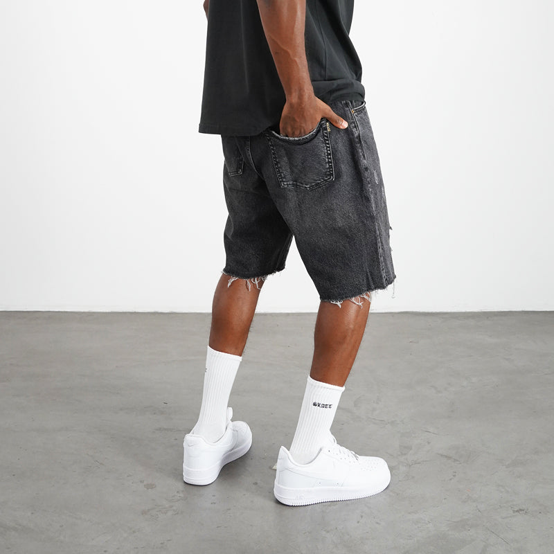 DISTRESSED DENIM SHORTS STREET KURZE BAGGY