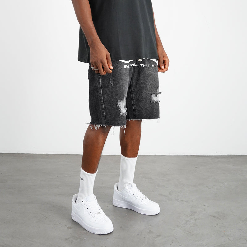 DISTRESSED DENIM SHORTS STREET KURZE BAGGY