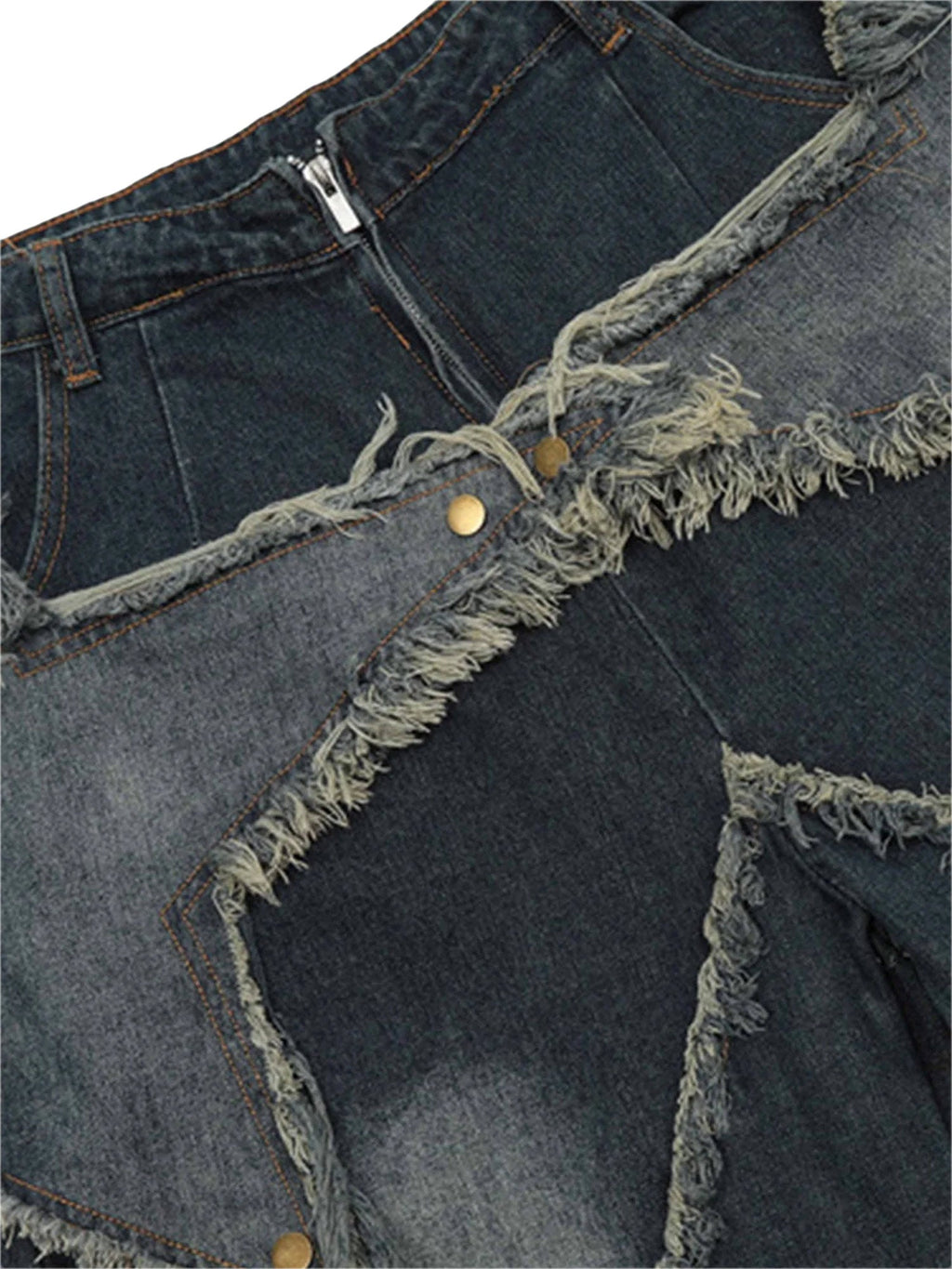 DISTRESSED DENIM SHORTS TRENDY MID WAIST CASUAL STYLE