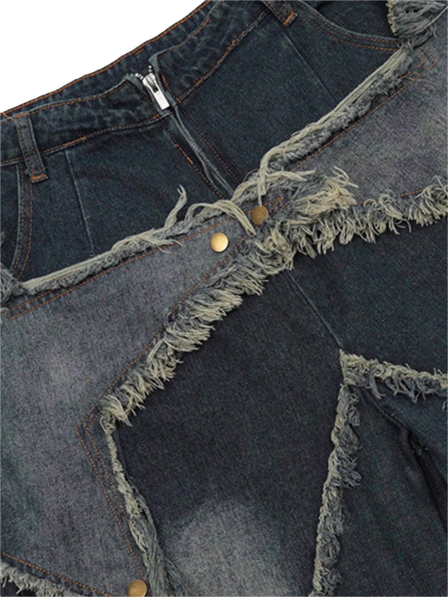 DISTRESSED DENIM SHORTS TRENDY MID WAIST CASUAL STYLE