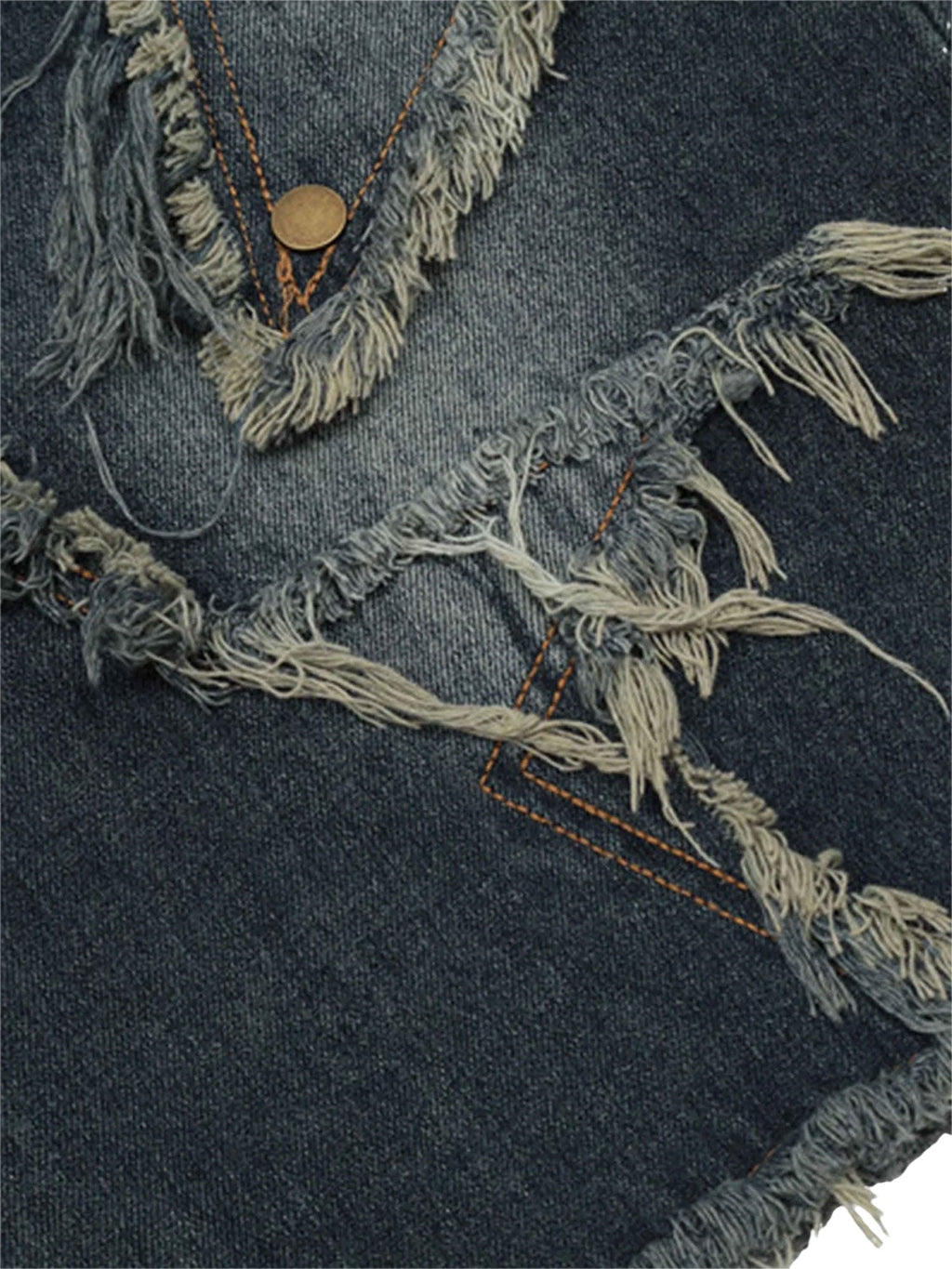 DISTRESSED DENIM SHORTS TRENDY MID WAIST CASUAL STYLE