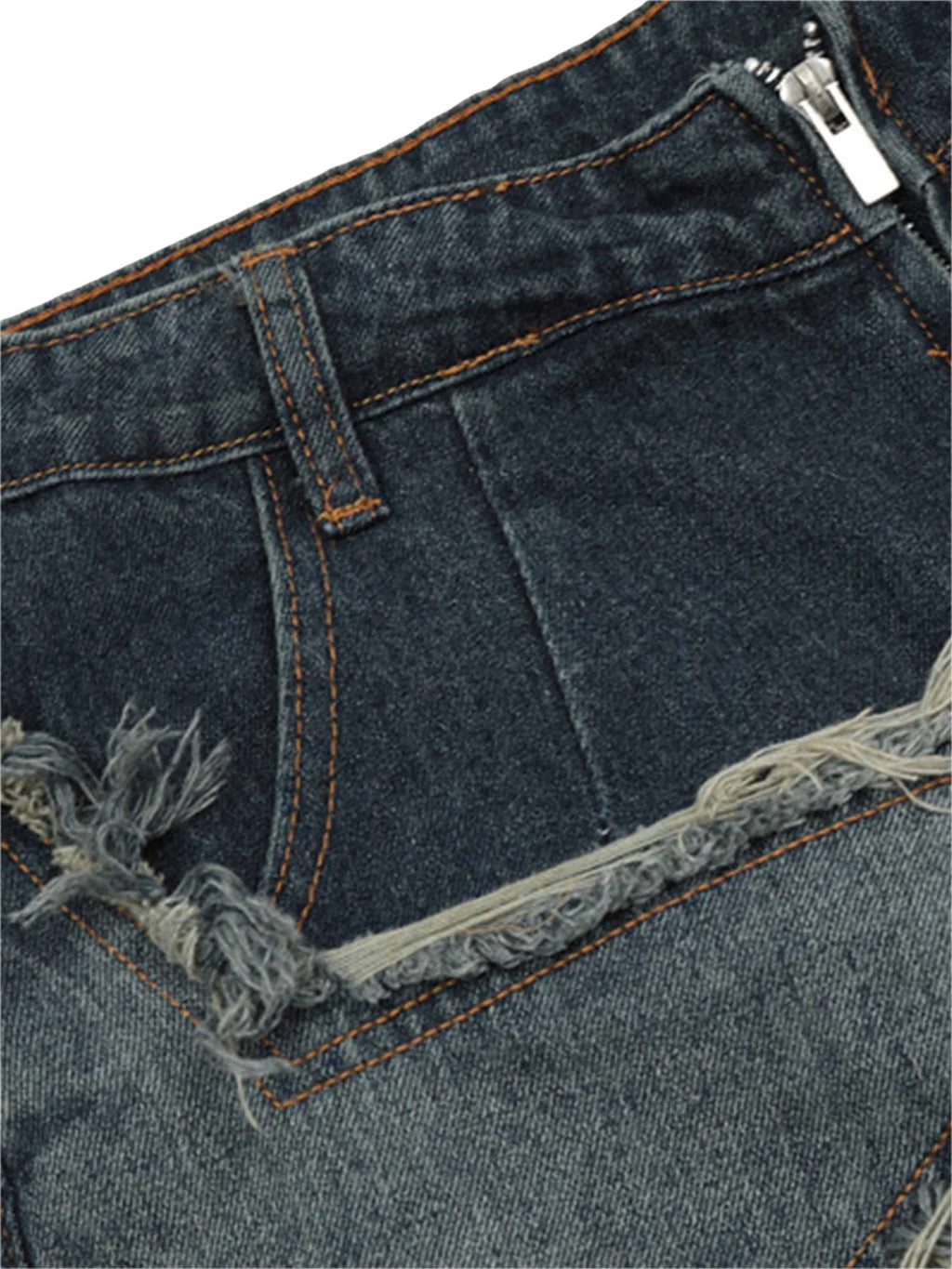 DISTRESSED DENIM SHORTS TRENDY MID WAIST CASUAL STYLE
