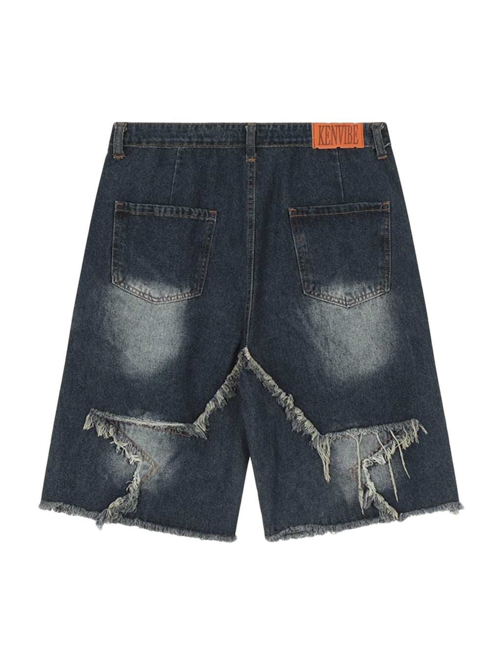 DISTRESSED DENIM SHORTS TRENDY MID WAIST CASUAL STYLE