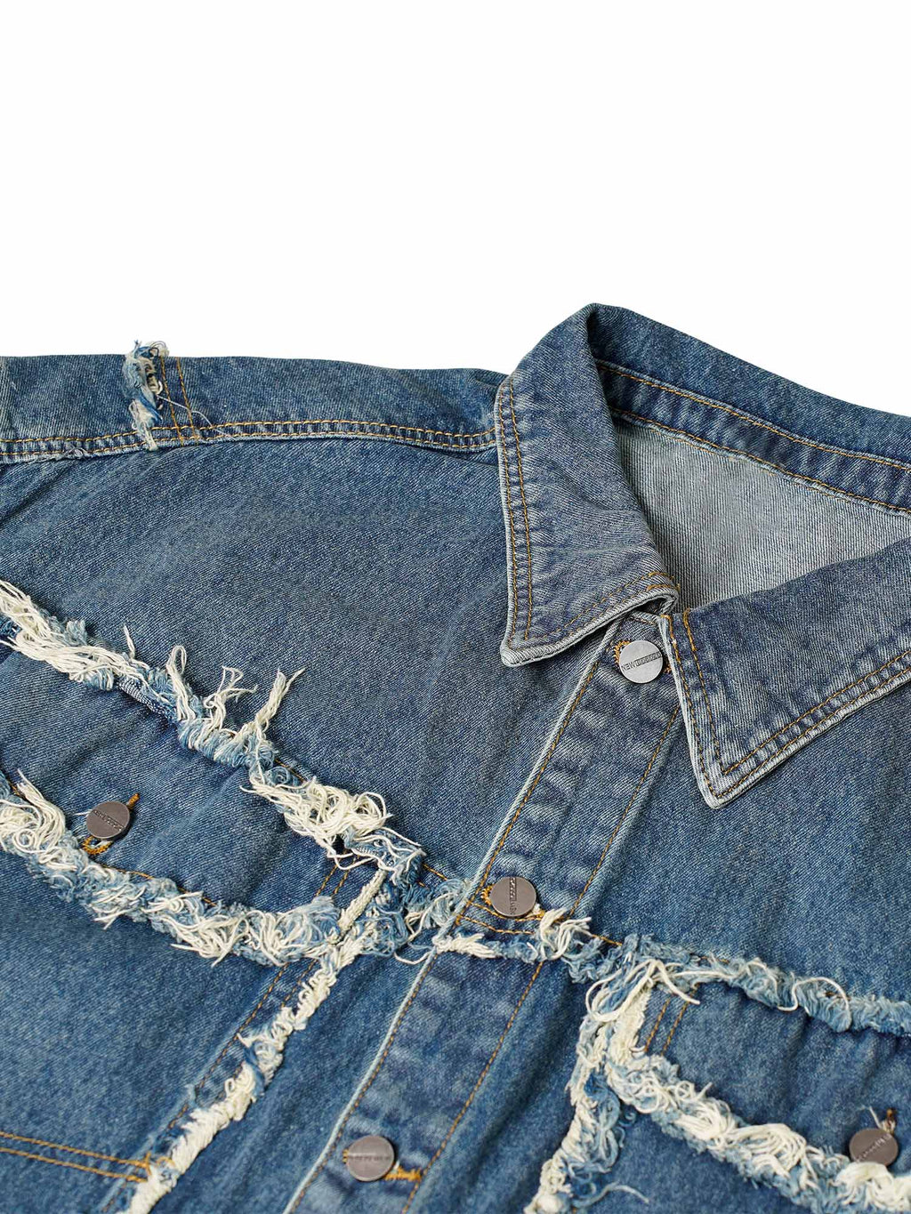 DISTRESSED DENIM VEST WITH LAPEL COLLAR FOR SPRING SUMMER WEAR
