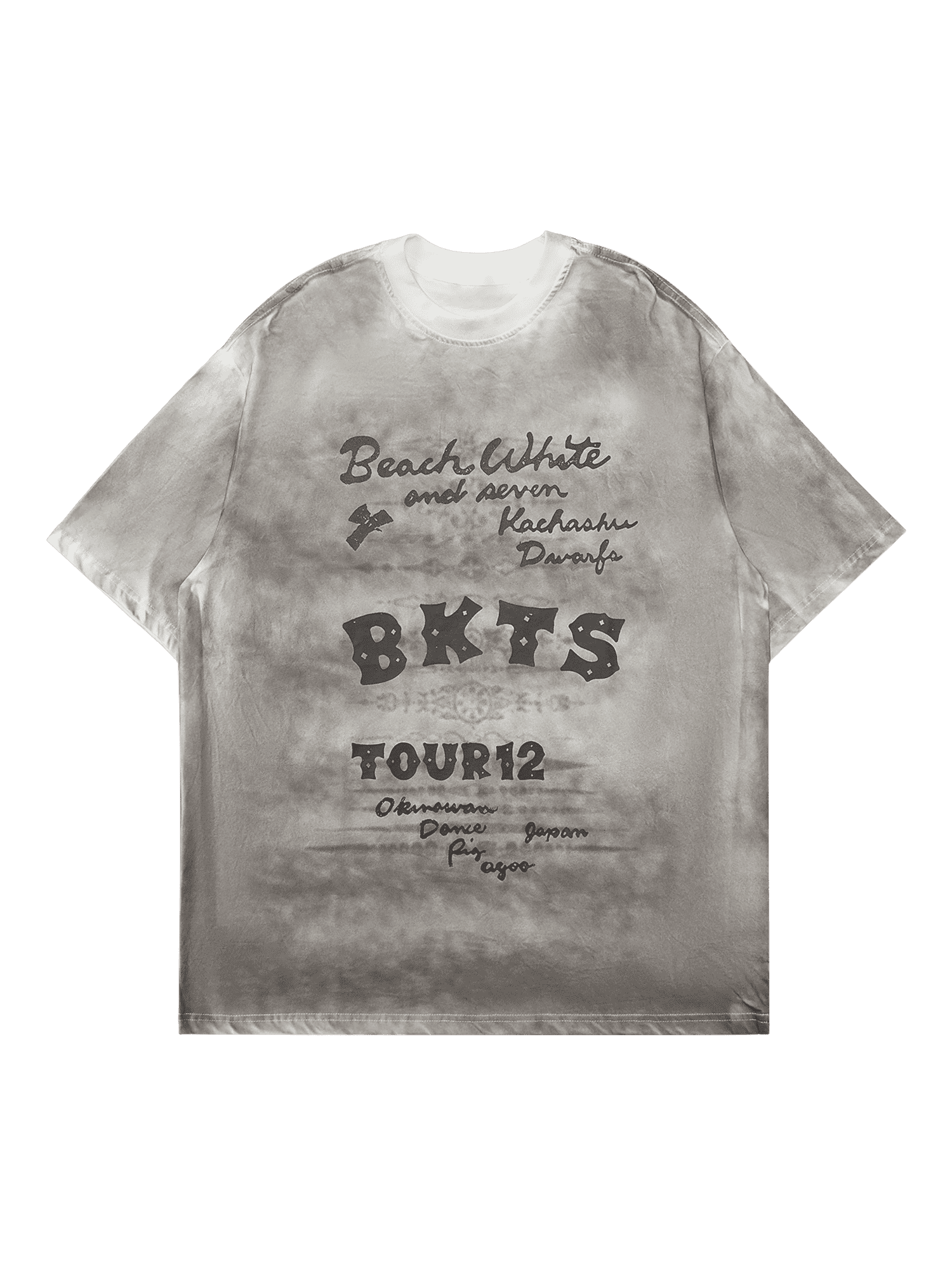 DISTRESSED GRAPHIC T-SHIRT WITH RETRO LETTER PRINT DESIGN