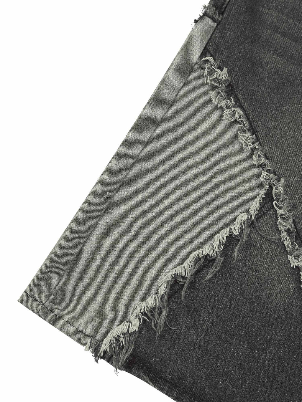 DISTRESSED GRAY DENIM SHORTS STRAIGHT LEG STYLE