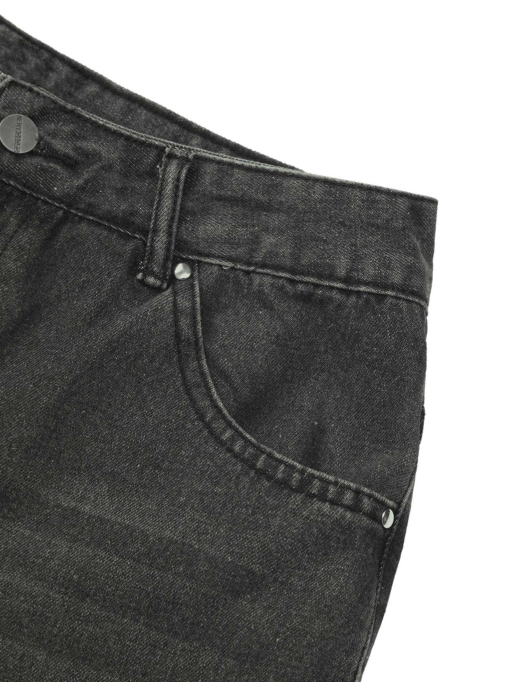 DISTRESSED GRAY DENIM SHORTS STRAIGHT LEG STYLE