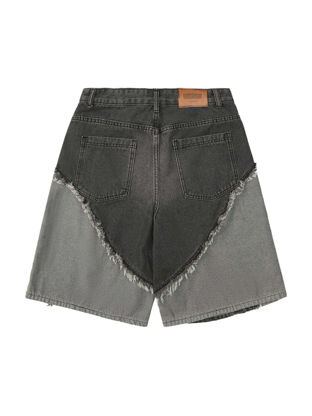 DISTRESSED GRAY DENIM SHORTS STRAIGHT LEG STYLE