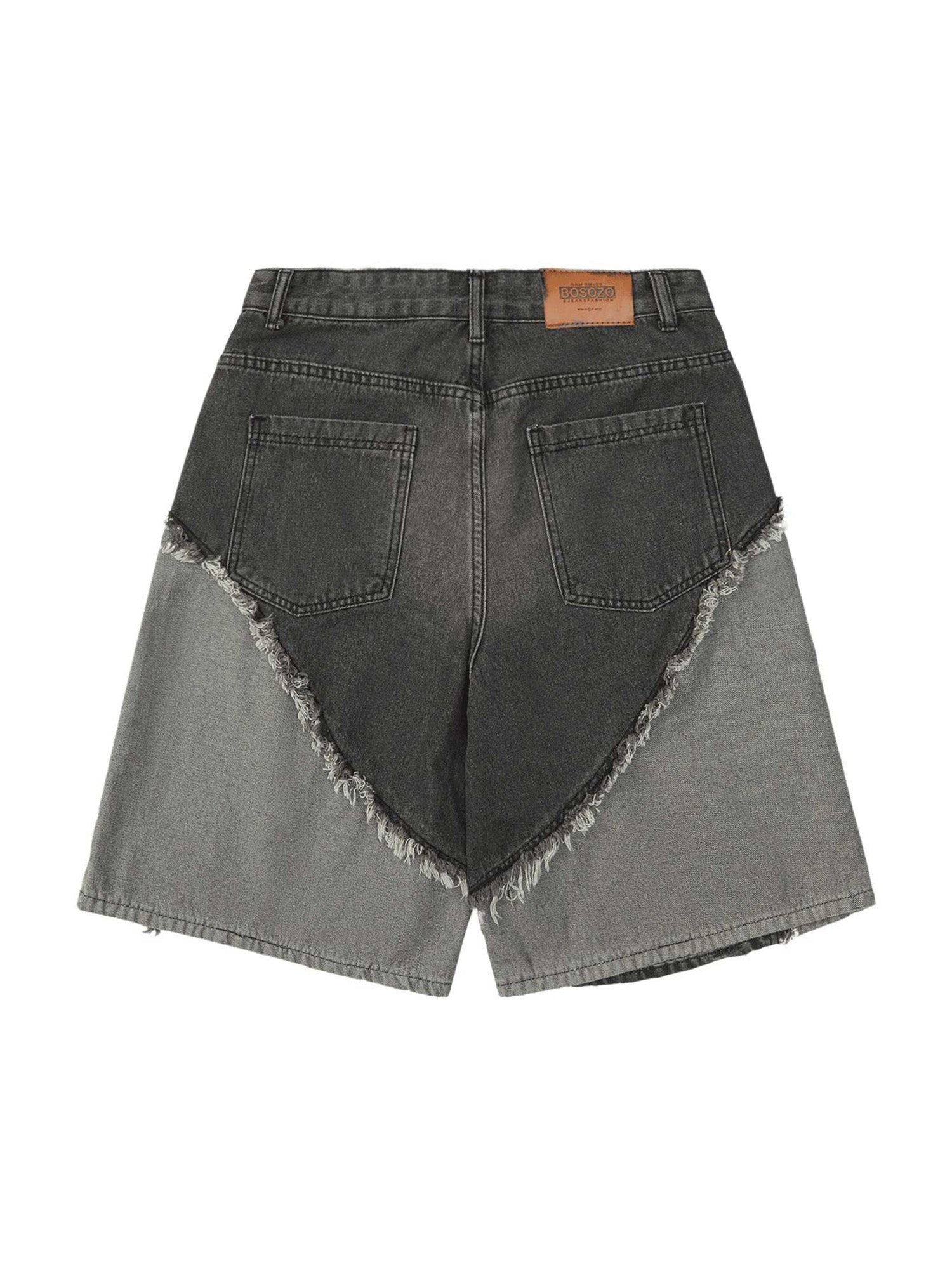 DISTRESSED GRAY DENIM SHORTS STRAIGHT LEG STYLE