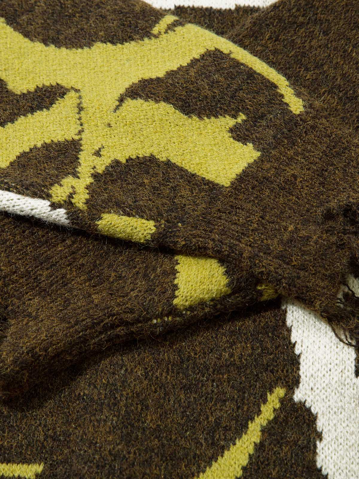 DISTRESSED GRAY SWEATER WITH THORN PATTERN - THORN DESTROYED SWEATER