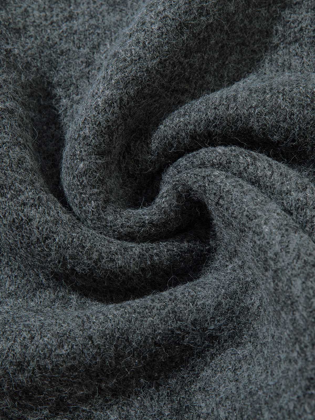 DISTRESSED KNIT SWEATER - BLACK QUARTER ZIP WITH DISTRESSED DETAIL